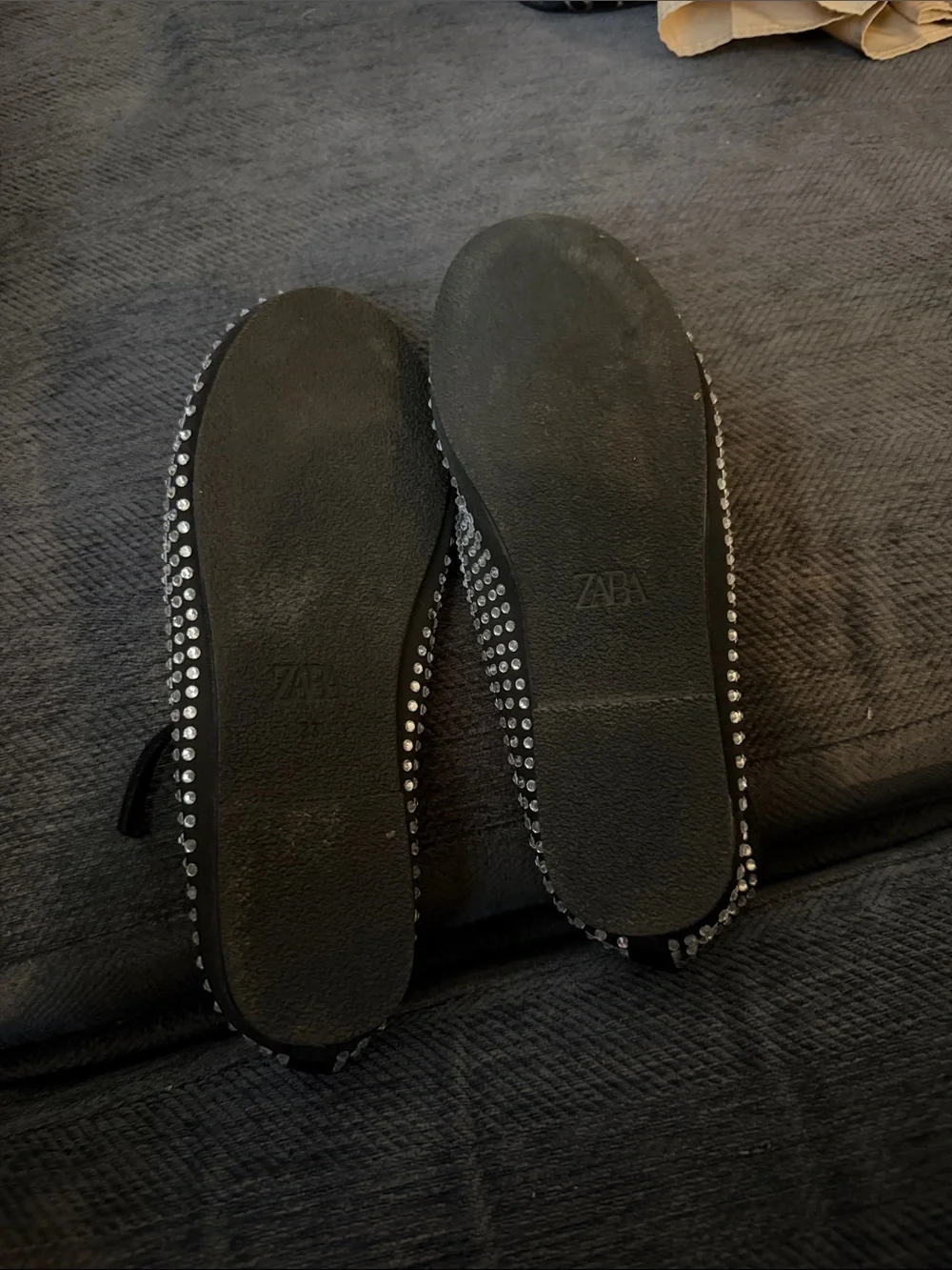 Girls Zara Black Girls' Rhinestone Mary Jane Flats